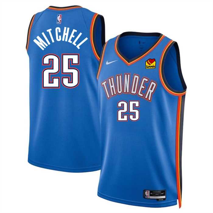 Men%27s Oklahoma City Thunder #25 Ajay Mitchell Blue 2024 Draft Icon Edition Stitched Basketball Jersey Dzhi->new york knicks->NBA Jersey